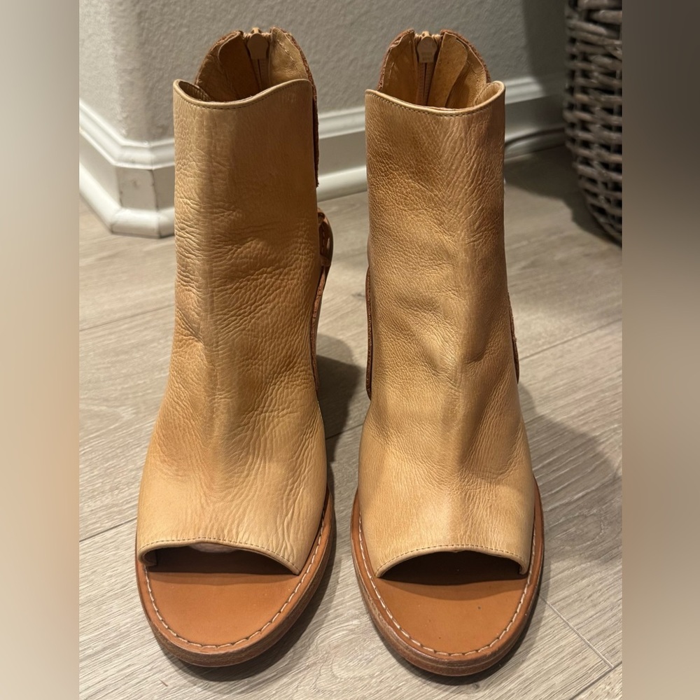 Free People Camel Open-Toe Heeled Boots - Picture 2 of 7